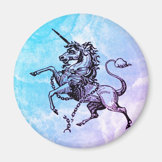 Aimant Vintage nuages Unicorne (Devant)