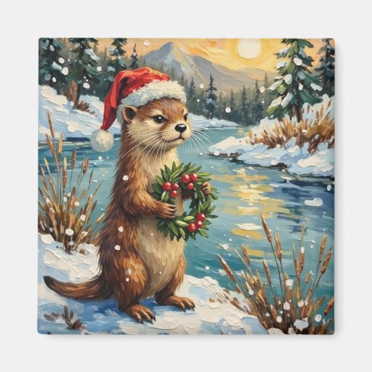 Aimant Vintage Otter with Christmas Wreath by Frozen (Devant)