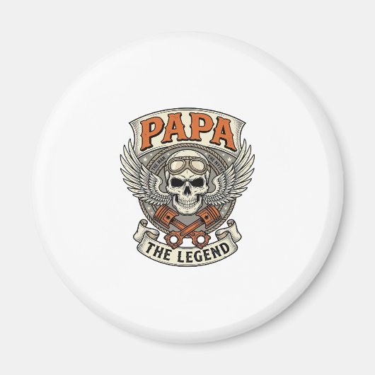 Aimant Vintage Papa Biker Skull Legend (Devant)