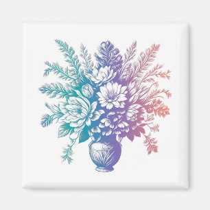 Aimant Vintage Pastel Colorful Floral Design