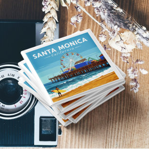 Aimant Vintage Père Noël Monica Californie