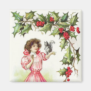 Aimant Vintage pour femme et écureuil