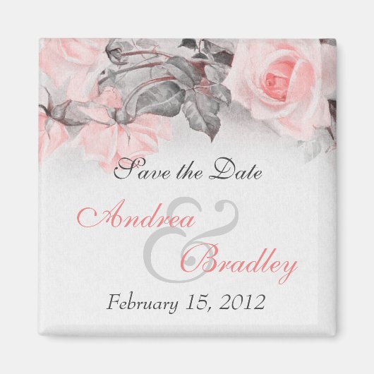 Aimant Vintage Primrose Rose Mariage (Devant)