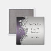 Aimant Vintage Purple Black Silver Enregistrer La Date (Recto/Verso)