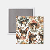 Aimant Vintage Rat Terrier sans fil (Recto/Verso)