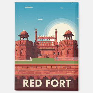 Aimant Vintage Red Fort Dehli Inde Voyage Souvenir