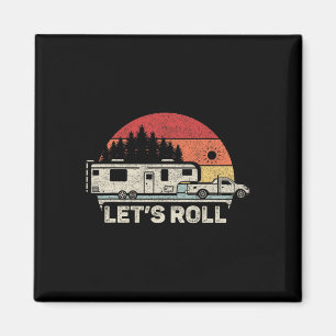 Aimant Vintage Rétro Allons-y Camping 5ème Roue Caravane