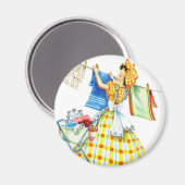 Aimant Vintage Retro Femmes Kitsch Lessive (Recto/Verso)