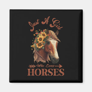 Aimant Vintage Retro Juste Une Fille Qui Aime Les Chevaux