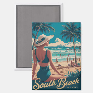 Aimant Vintage Retro Miami South Beach Art