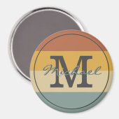 Aimant Vintage rétro nom rustique initiales personnalisée (Recto/Verso)