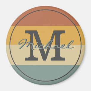 Aimant Vintage rétro nom rustique initiales personnalisée