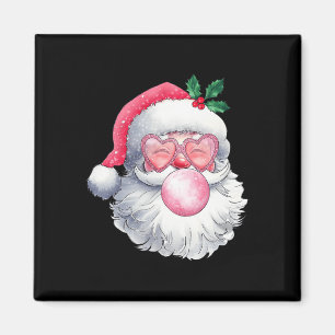 Aimant Vintage Retro Père Noël de Noël bulle gomme rose C