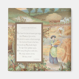 Aimant Vintage Retro Saint-Valentin, Paysage de campagne 