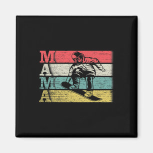 Aimant Vintage Retro Snowboard Mama Ski Snowboard Silh