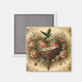 Aimant Vintage/rétro/Victorian Valentine's day heart (Recto/Verso)