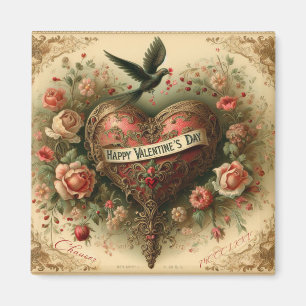 Aimant Vintage/rétro/Victorian Valentine's day heart