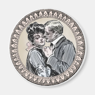 Aimant Vintage Romance Couple : Antique Rose Girly Love