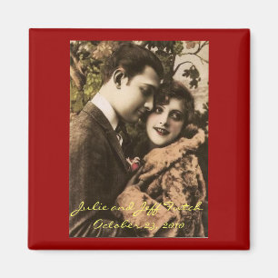 Aimant vintage romantique de photo de couples