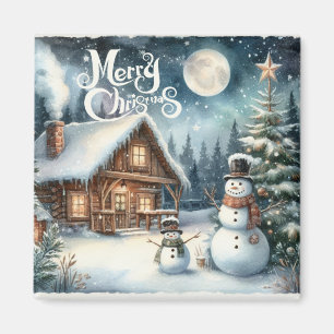 Aimant Vintage/Russe/Snowman/Noël