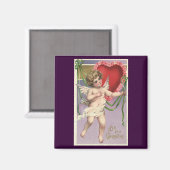 Aimant Vintage Saint-Valentin victorienne avec coeur (Recto/Verso)