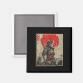 Aimant Vintage Samurai Chat Japonais Tee - shirts graphiq (Recto/Verso)