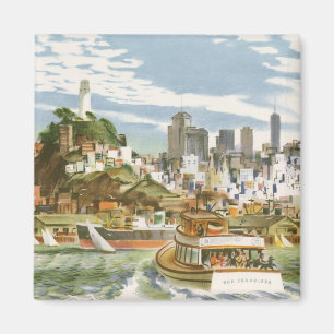 Aimant Vintage San Francisco Bay Travel Poster Ferryboat