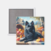 Aimant Vintage Schipperke Peinture de chiot (Recto/Verso)