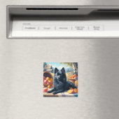 Aimant Vintage Schipperke Peinture de chiot (In Situ (Lave-vaisselle))