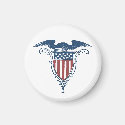 Aimant Vintage Shield Red White Blue American Eagle (Devant)