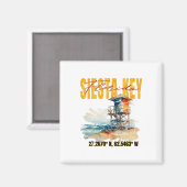 Aimant Vintage Siesta Key Florida Beach (Recto/Verso)