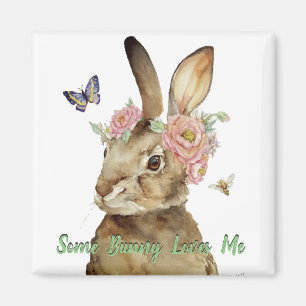 Aimant vintage some bunny loves me retro rabbit