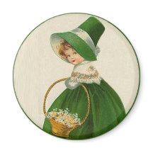 Vintage St. Patrick's Day Irlandaise Girl en vert