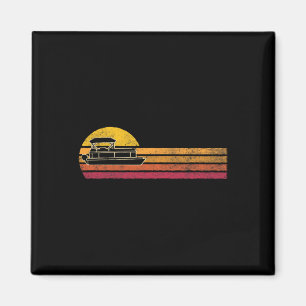 Aimant Vintage Style Pontoon Boat Silhouette Retro Boatin