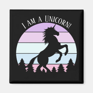 Aimant Vintage Sunset Je suis une licorne Élevage