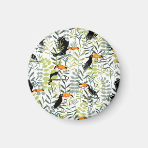 Aimant Vintage Toucans Vert Feuille Motif