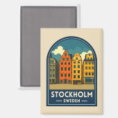 Aimant Vintage Travel Stockholm Sweden Old Town Retro (Recto/Verso)