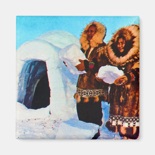 Aimant Vintage USA Alaska igloo builders (Devant)