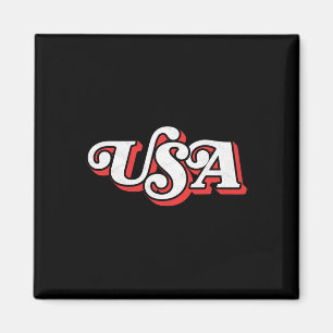 Aimant Vintage Usa Retro Typographie 4 juillet patriotiqu