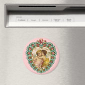 Aimant Vintage Valentine Affectionate Cherubs (In Situ (Lave-vaisselle))