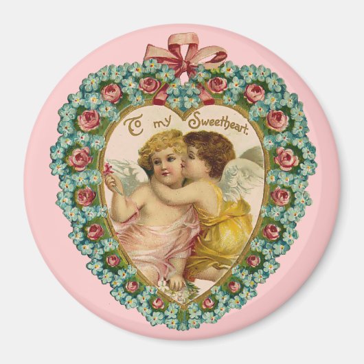 Aimant Vintage Valentine Affectionate Cherubs (Devant)