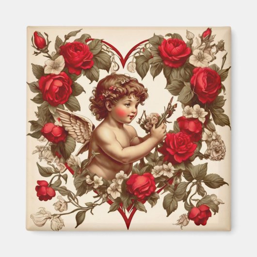 Aimant Vintage Valentine amour art cupide (Devant)