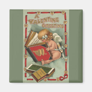 Aimant Vintage Valentine's Day Angel, livre de lecture mi