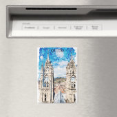 Aimant Vintage voyage aquarelle Quito Ecuador (In Situ (Lave-vaisselle))