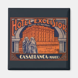 Aimant Vintage voyage, Casablanca au Maroc, Afrique