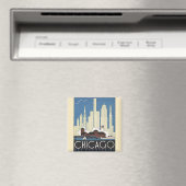 Aimant Vintage voyage Chicago Illinois Skyscraper Skyline (In Situ (Lave-vaisselle))