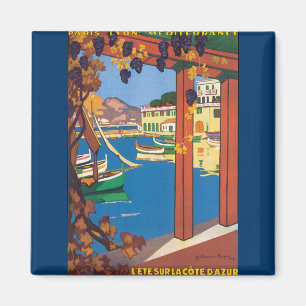 Aimant Vintage voyage, Côte d'Azur Méditerranée