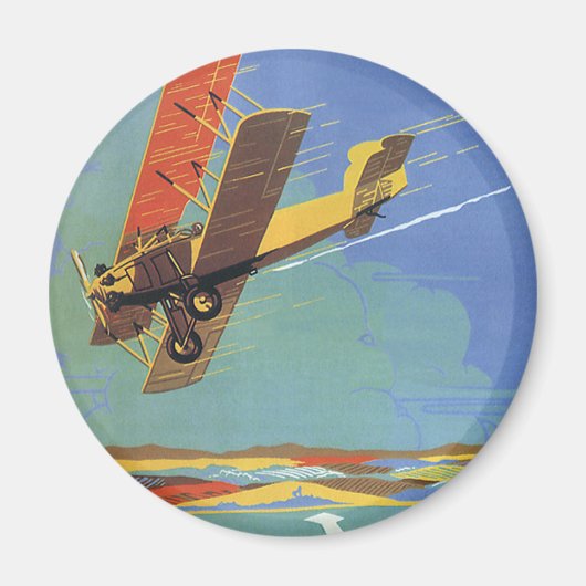 Aimant Vintage voyage et transport Antique Biplane (Devant)