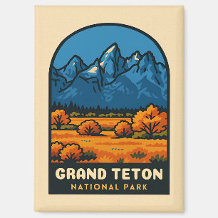 Aimant Vintage voyage Grand Teton National Park USA Retro