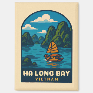 Aimant Vintage voyage Ha Long Bay Vietnam Retro Pittoresq